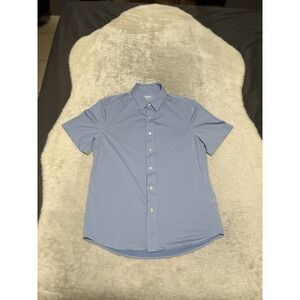 Rhone Commuter Shirt Button Down Performance Blue Stretch Men Small Short Sleeve